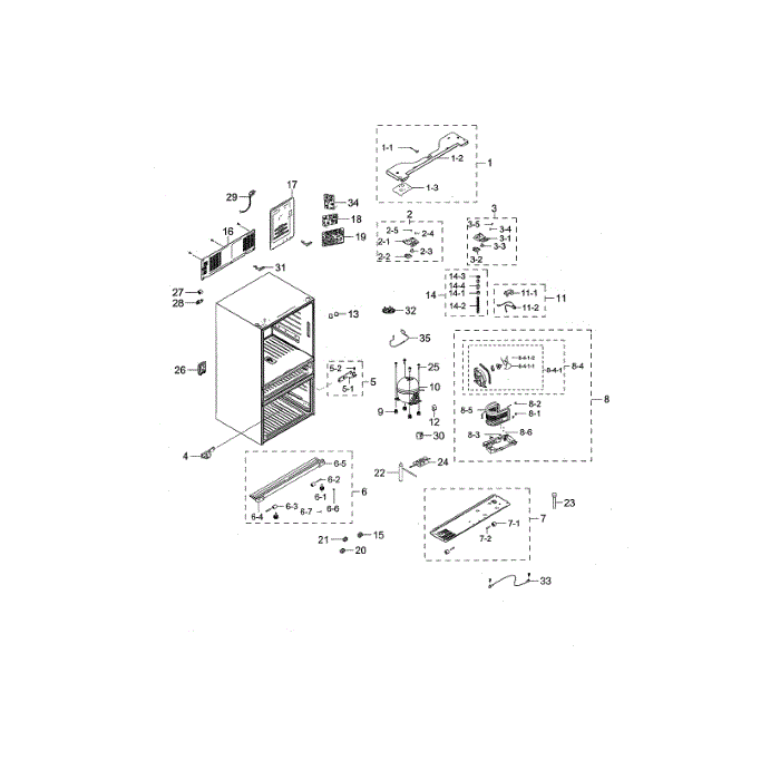 Cabinet Diagram and Parts List for RF28HMEDBSG AA-02 Samsung Refrigerator