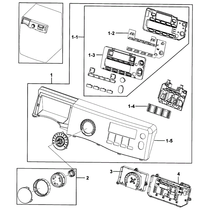 Control Panel Diagram and Parts List for WF431ABW XAA-00 Samsung Washer
