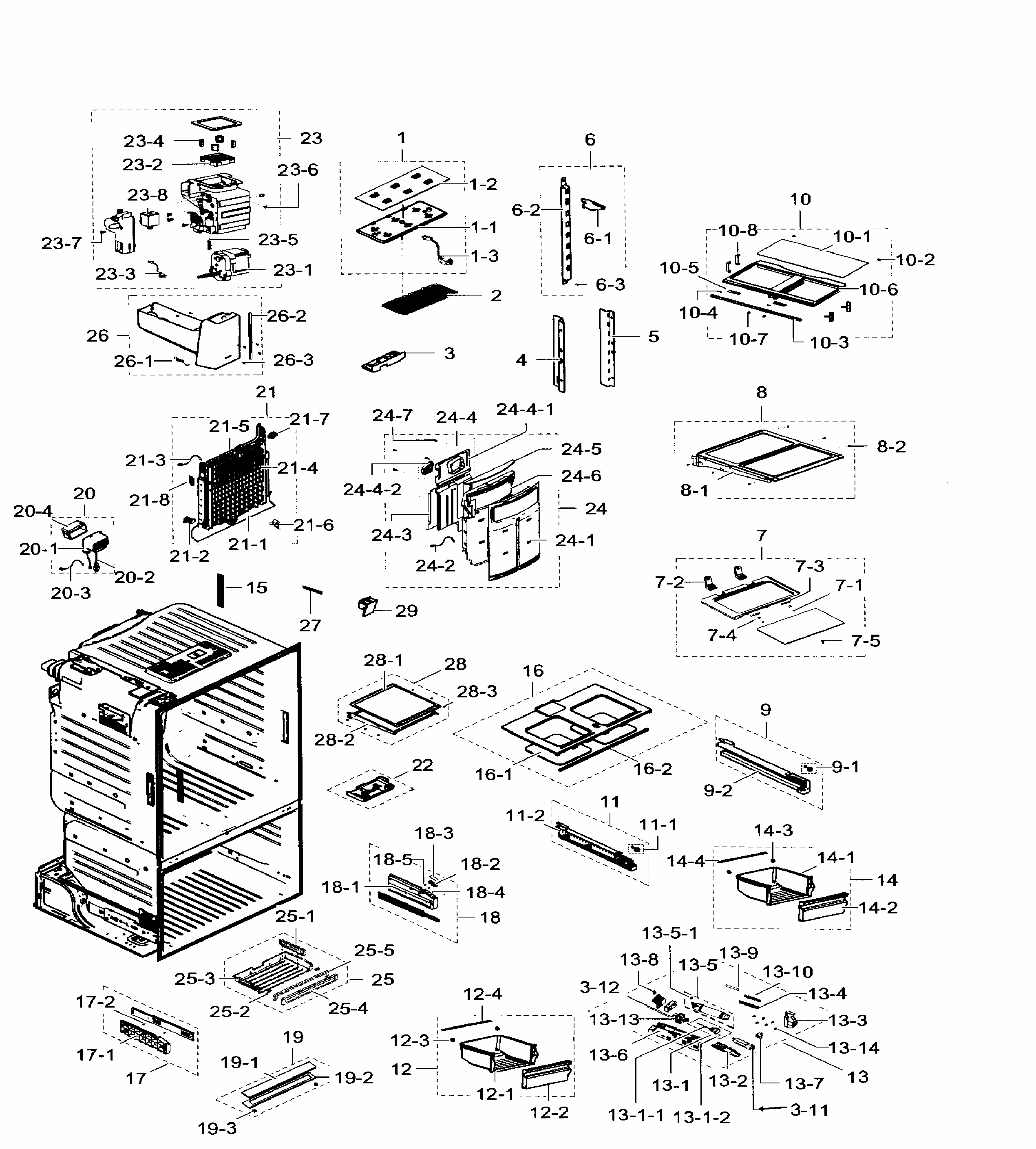 Fridge Diagram and Parts List for RF23HTEDBSR AA-0005 Samsung Refrigerator
