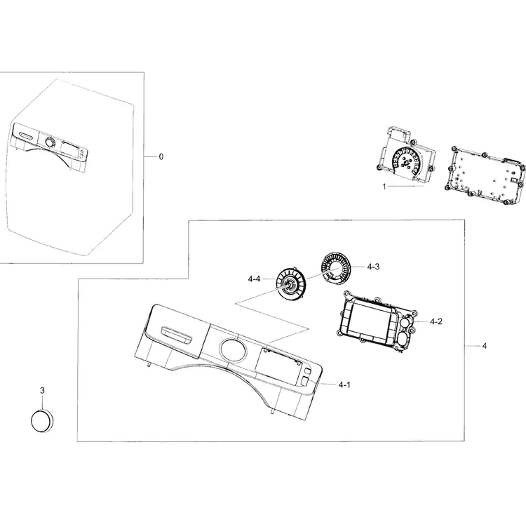 Control Panel Diagram and Parts List for WF45H6300AW A2-0001 Samsung Washer