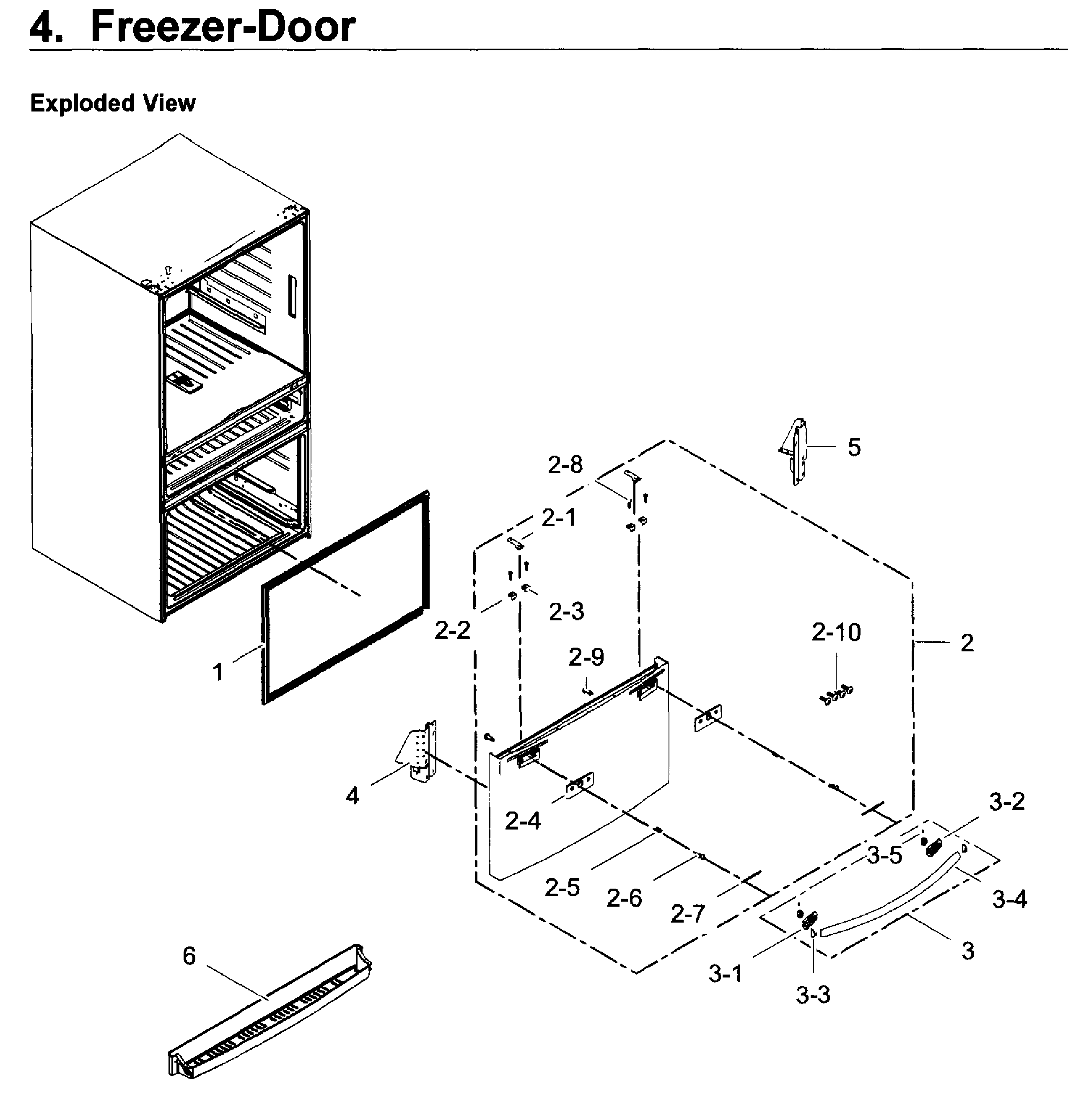 Freezer Door Diagram and Parts List for RF30KMEDBSR AA-0002 Samsung Refrigerator