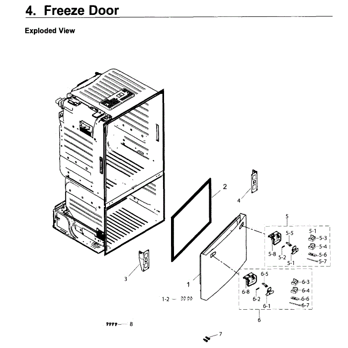 Freezer Door Diagram and Parts List for RF26J7500WW AA-03 Samsung Refrigerator