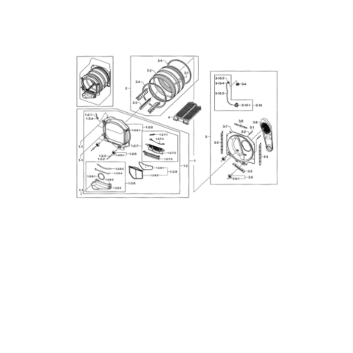Drum Diagram and Parts List for DV476ETHASU A1-00 Samsung Dryer