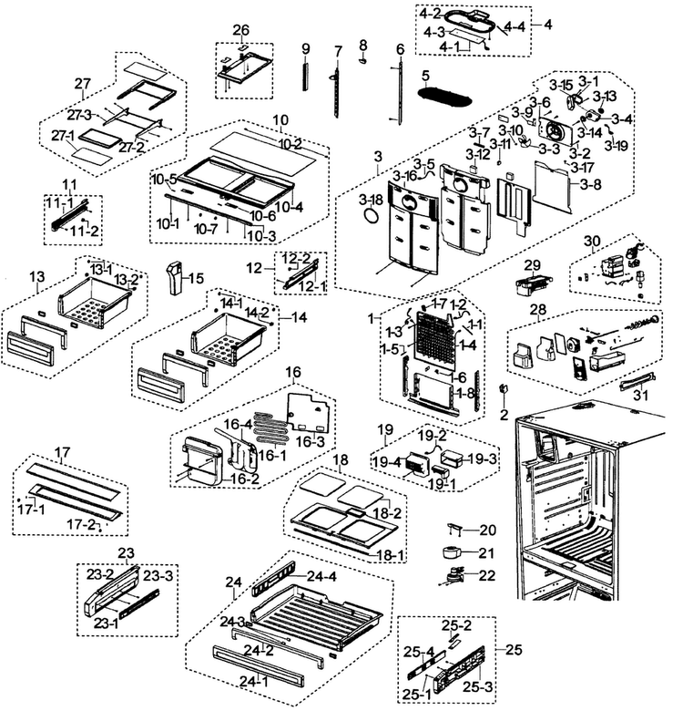 Refrigerator Diagram and Parts List for RFG297ABBP XAA Samsung Refrigerator