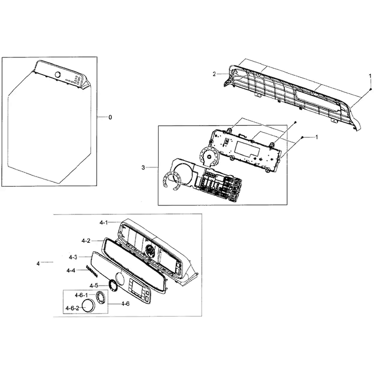 Control Panel Diagram and Parts List for DV50F9A6GVW A2-0001 Samsung Dryer