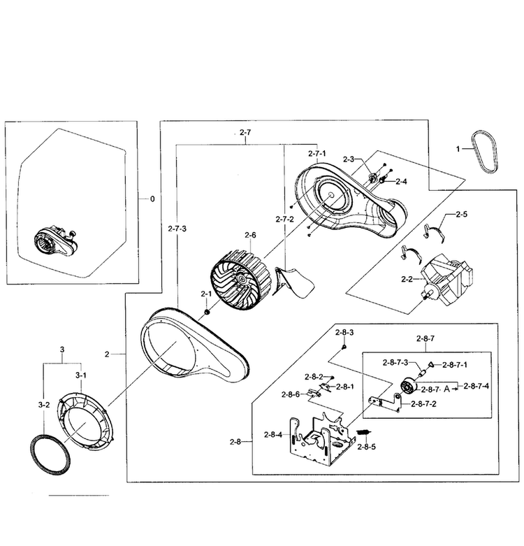 Motor Assy Diagram and Parts List for DV431AGP XAA-0002 Samsung Dryer