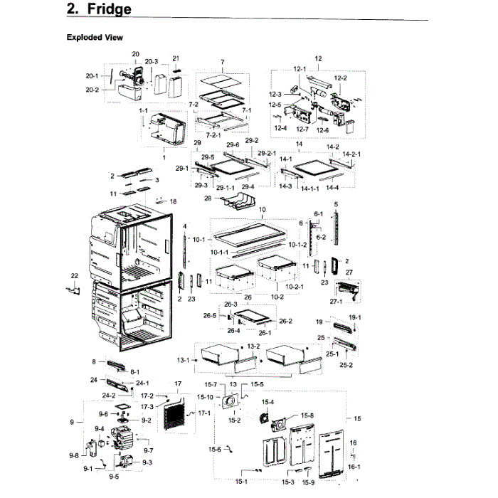 Fridge Diagram and Parts List for RF28K9580SR AA-00 Samsung Refrigerator