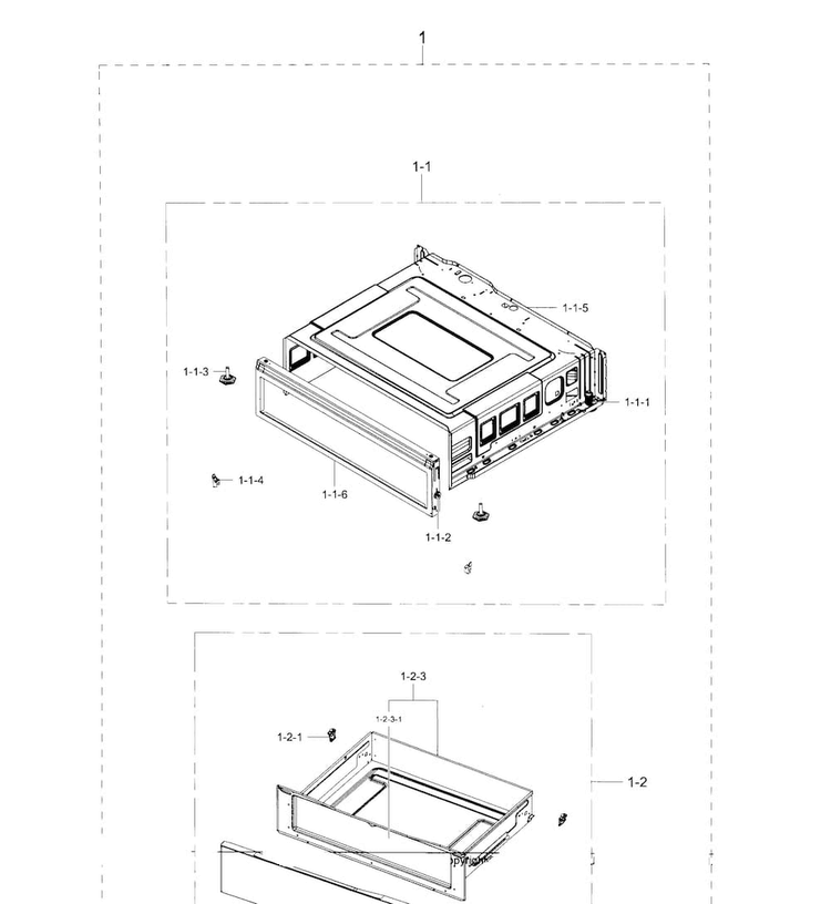 Drawer Diagram and Parts List for NE59J3420SS AA-0002 Samsung Range