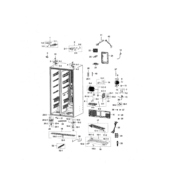 Cabinet Diagram and Parts List for RSG307AARS XAA-00 Samsung Refrigerator