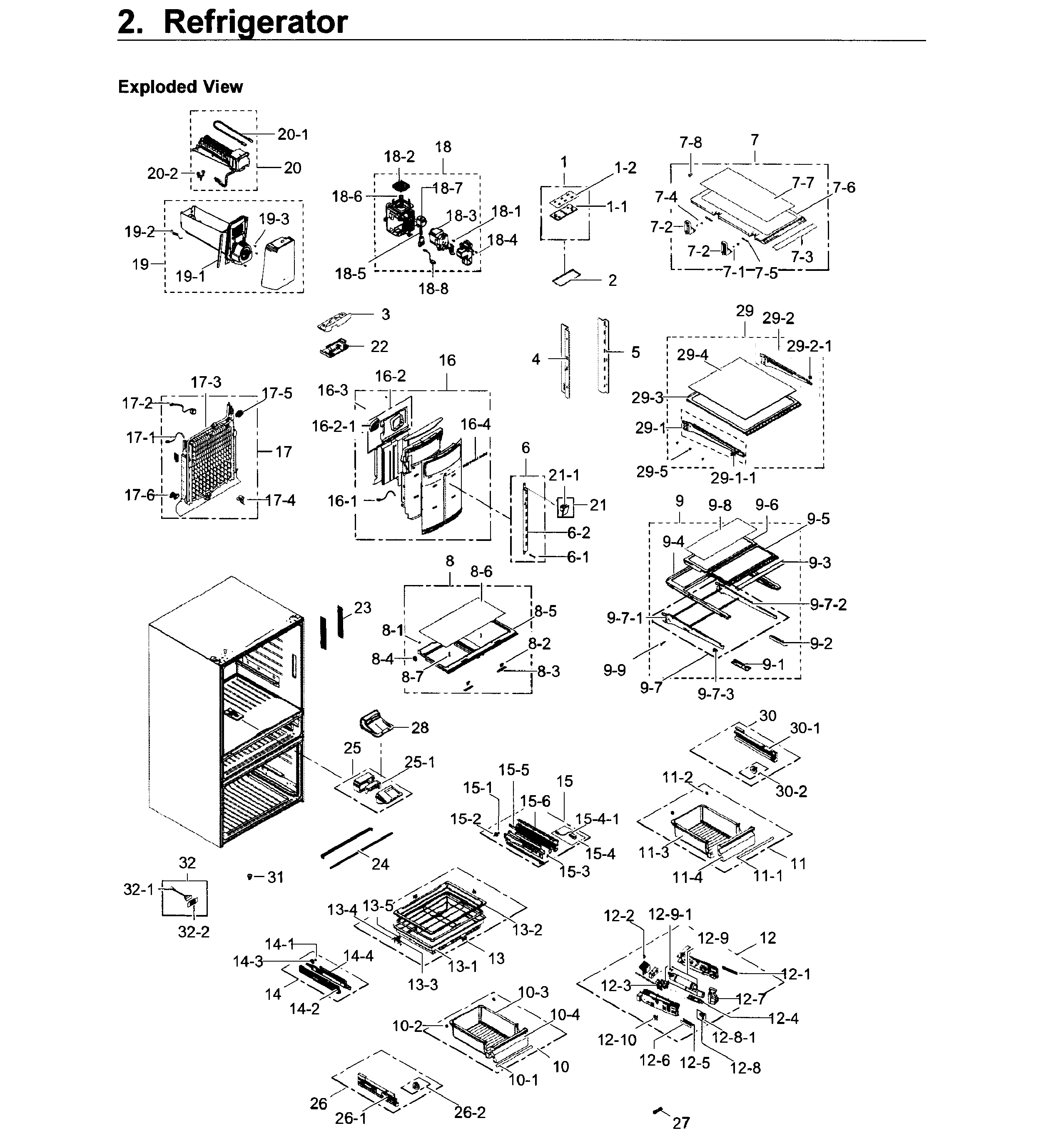 Refrigerator Diagram and Parts List for RF22KREDBSG AA-0000 Samsung Refrigerator