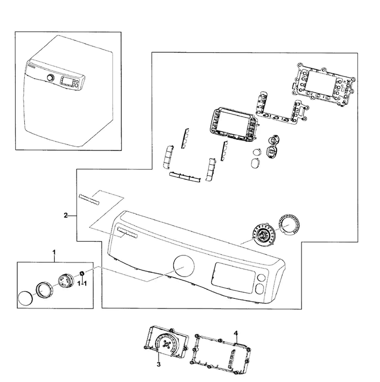 Control Panel Diagram and Parts List for DV511AEW XAA-0001 Samsung Dryer
