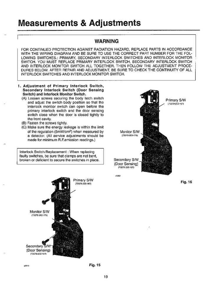 Measurements/adjustments Diagram and Parts List for MW5620T XAA Samsung Microwave