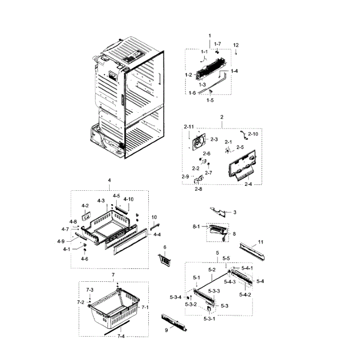 Freezer Diagram and Parts List for RF28HFEDBBC (AA)(0009) Samsung Refrigerator