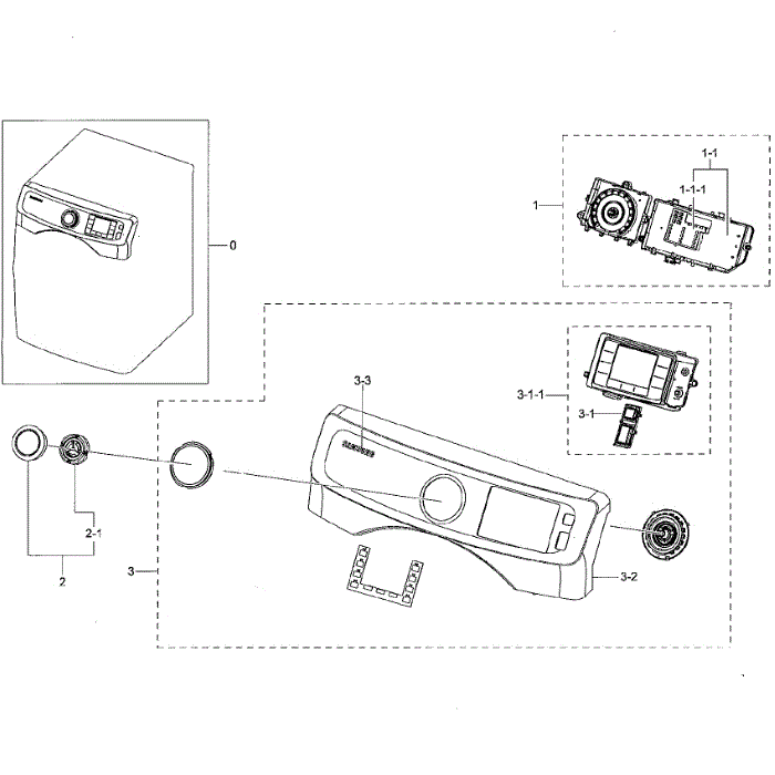 Control Panel Diagram and Parts List for DV42H5000EW A3-03 Samsung Dryer