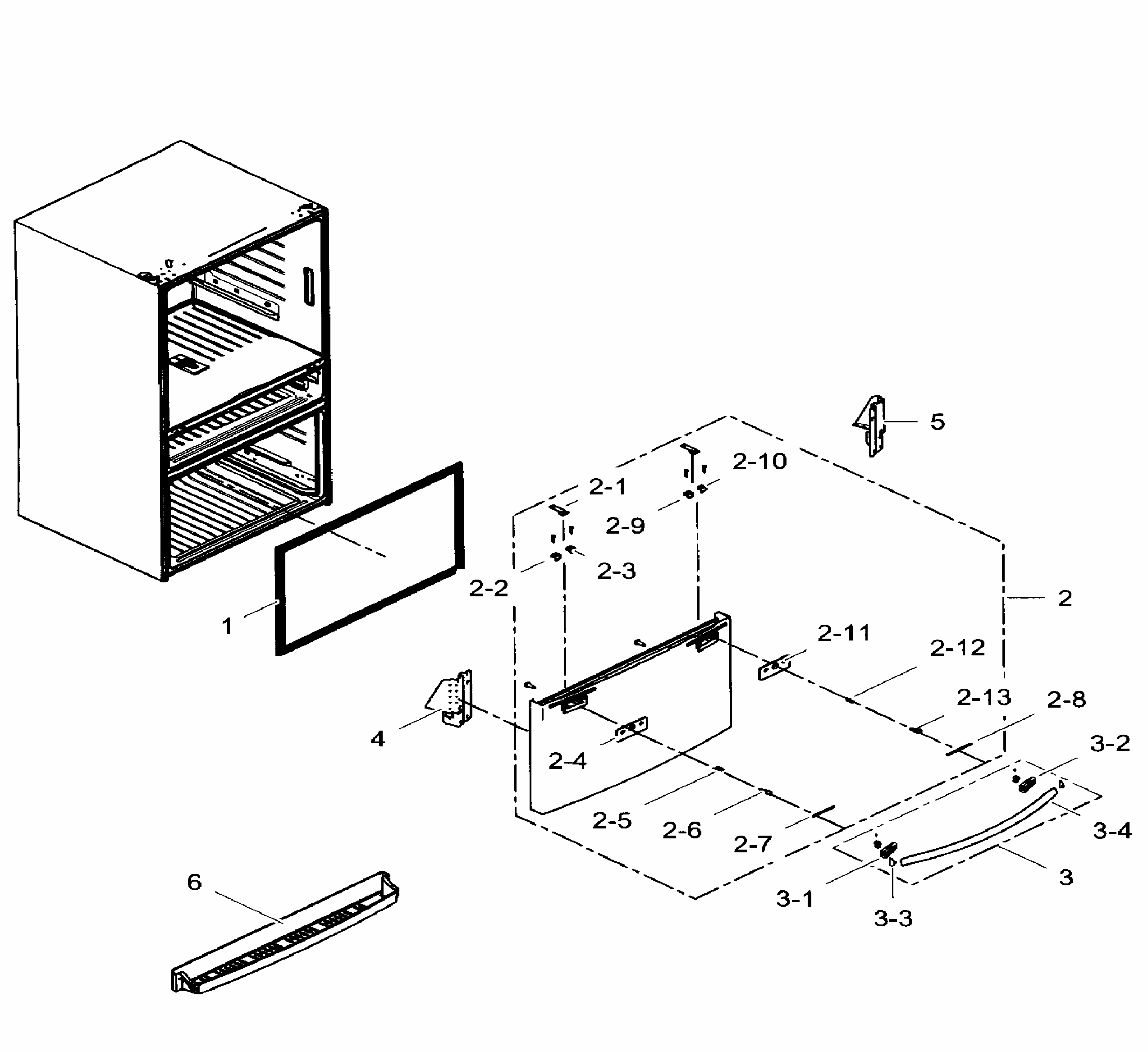 Freezer Door Diagram and Parts List for RF31FMEDBWW AA-0002 Samsung Refrigerator