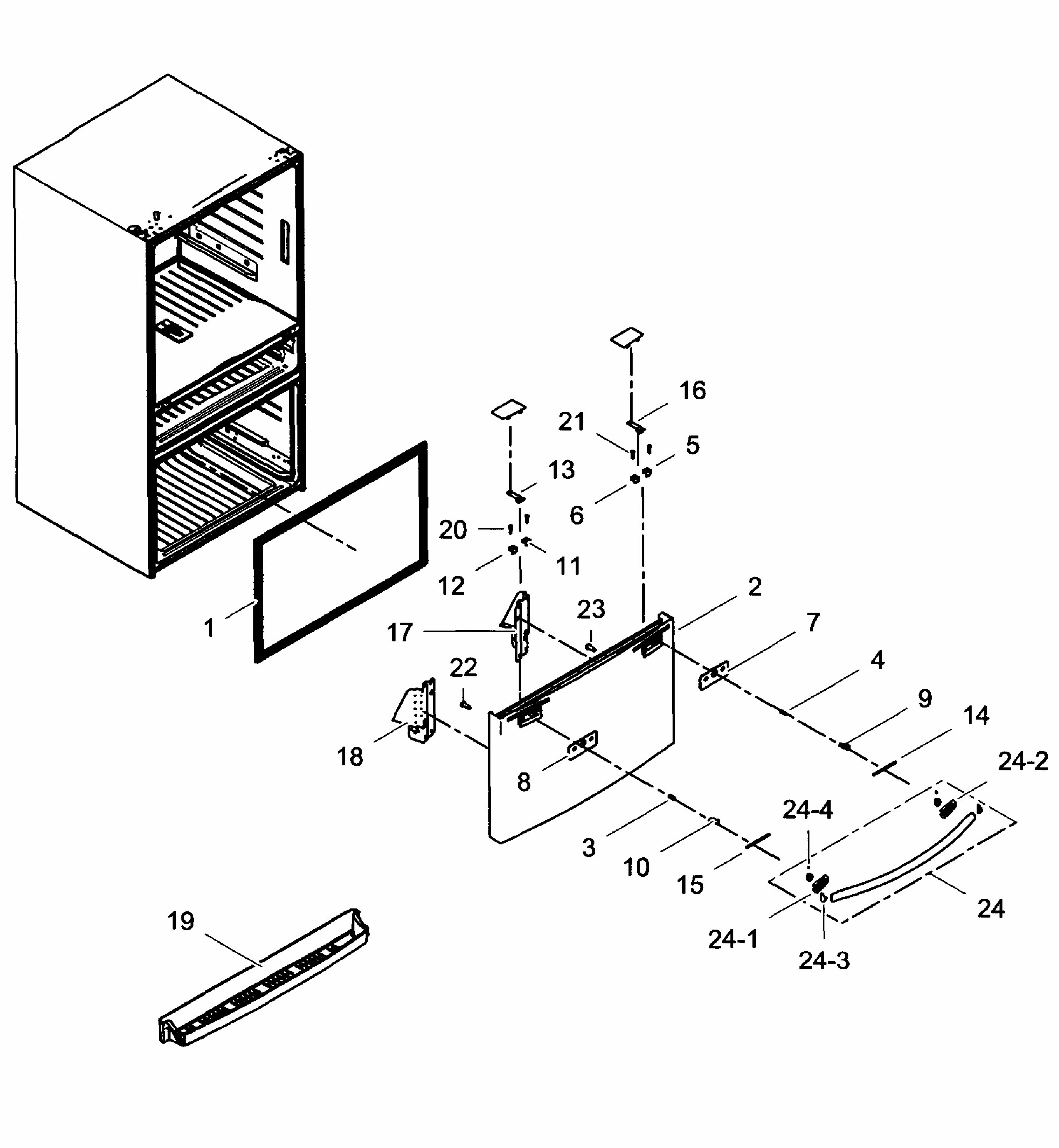 Freezer Door Diagram and Parts List for RF31FMEDBSR AA-0001 Samsung Refrigerator