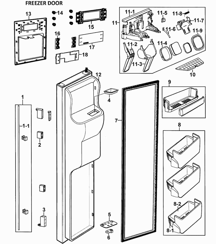 Left Door Diagram and Parts List for RS267LASH XAA-0000 Samsung Refrigerator