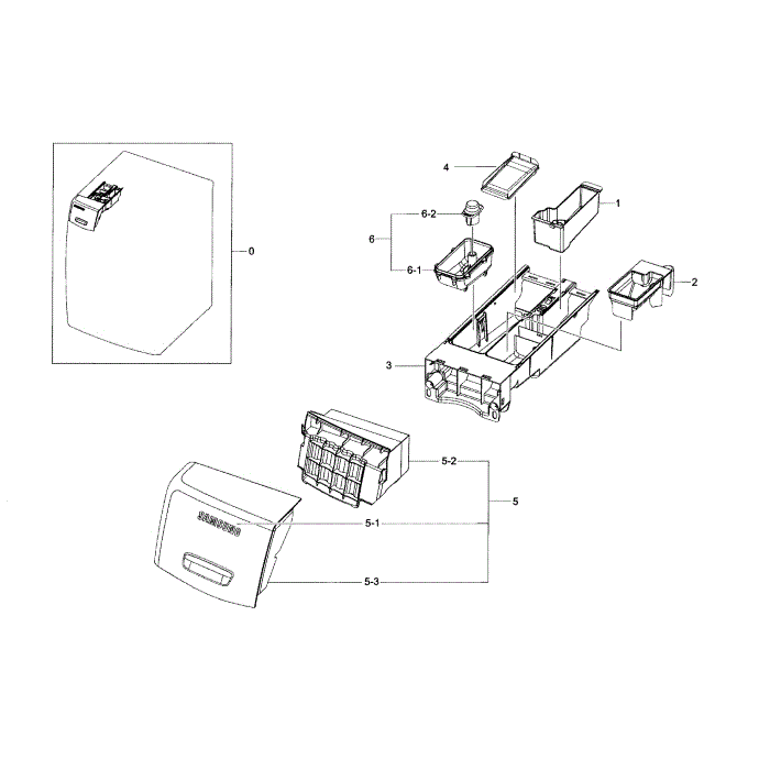 Drawer Diagram and Parts List for WF42H5200AF A2-00 Samsung Washer