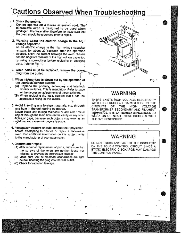 Troubleshooting Diagram and Parts List for MW3530W XAA Samsung Microwave