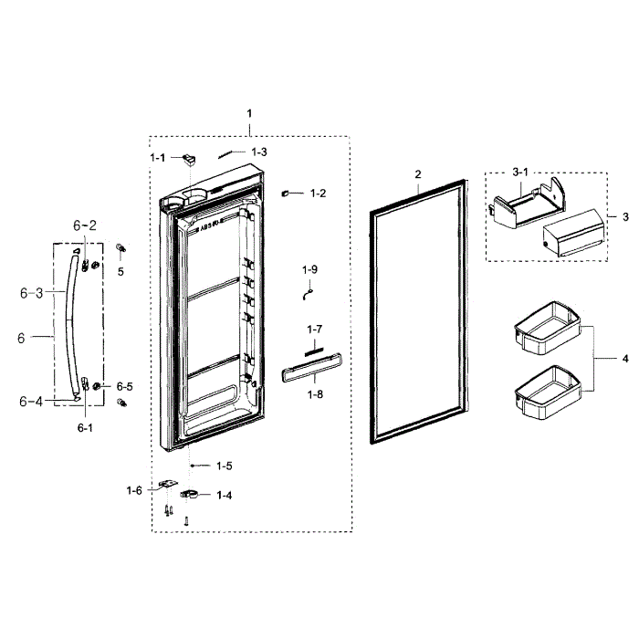 Right Door Diagram and Parts List for RFG293HARS XAA-02 Samsung Refrigerator