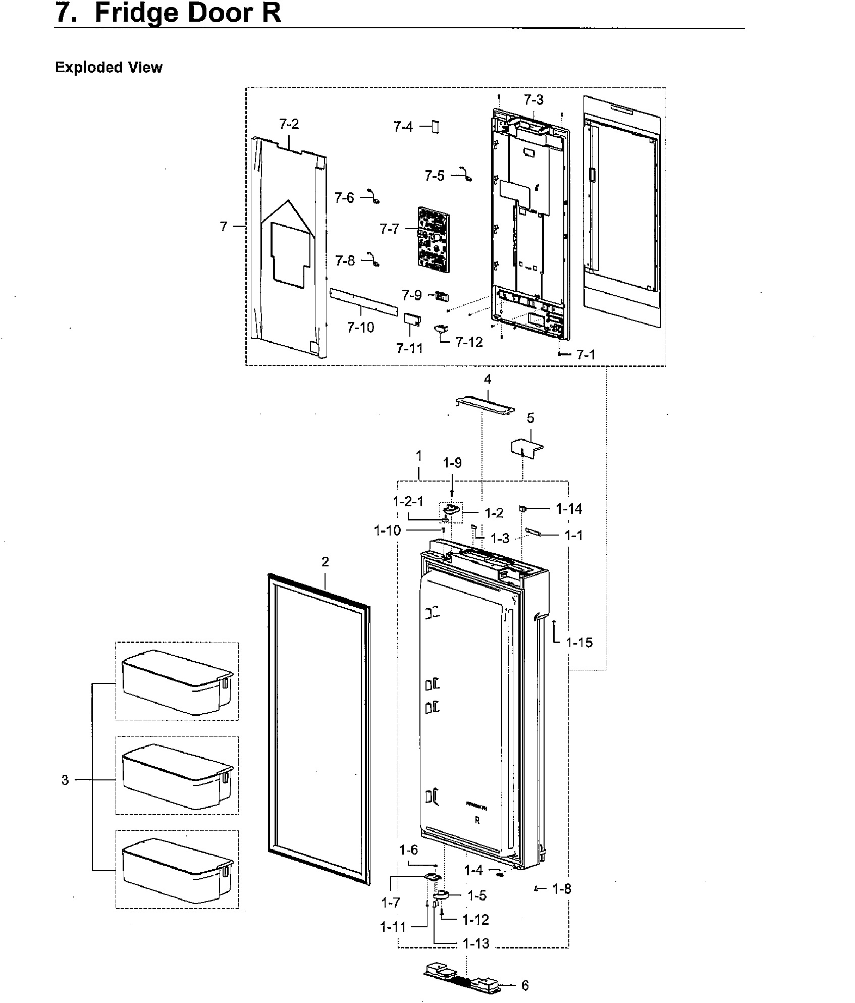 Fridge Door R Diagram and Parts List for RF28K9580SG AA-0001 Samsung Refrigerator