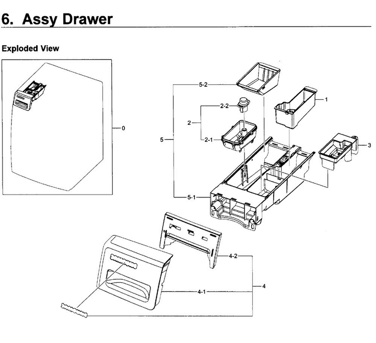 Drawer Diagram and Parts List for WF350ANP XAA-0003 Samsung Washer