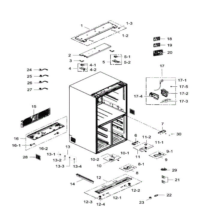 Cabinet Diagram and Parts List for RF34H9960S4 AA-03 Samsung Refrigerator