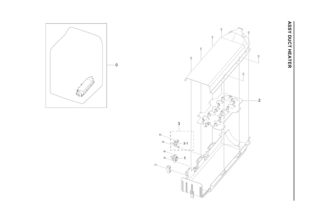 Heater Duct Assembly Diagram and Parts List for DVE45T3400P A3-00 Samsung Dryer