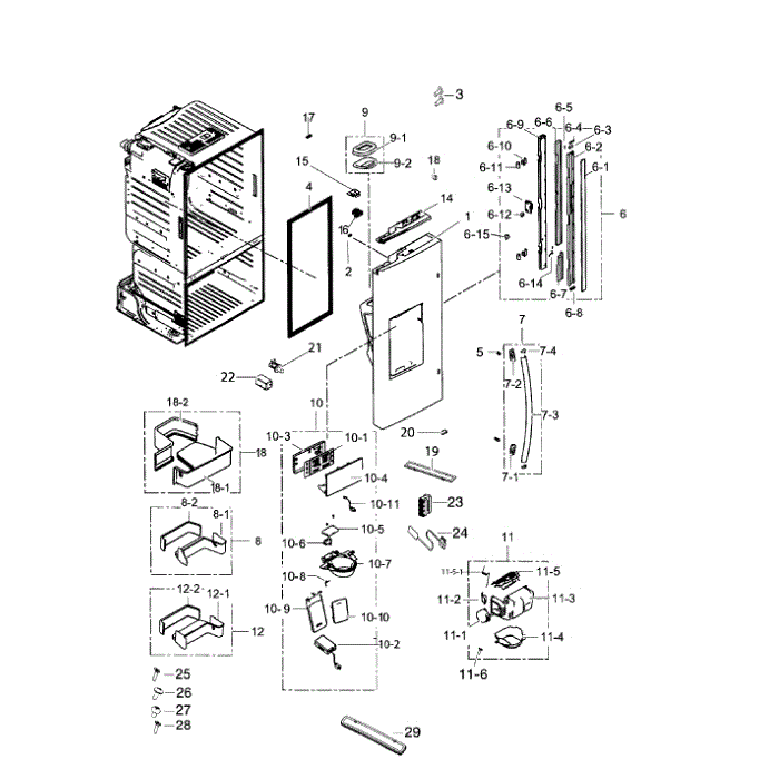 Fridge Left Door Diagram and Parts List for RF263TEAESR (AA)(0000) Samsung Refrigerator