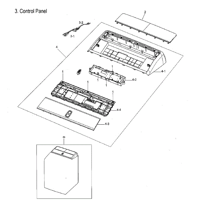 Control Panel Diagram and Parts List for DVG54M8750W A3-00 Samsung Dryer