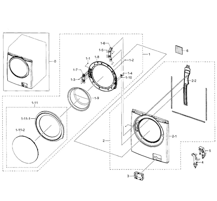 Frame Diagram and Parts List for WF350ANW XAA-0005 Samsung Washer