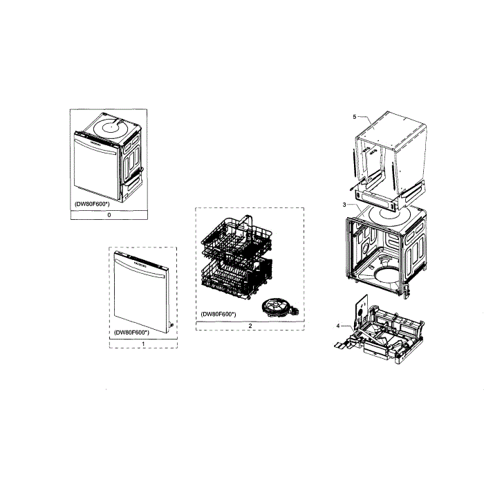 Main Assembly Diagram and Parts List for DW80F600UTW AA-01 Samsung Dishwasher