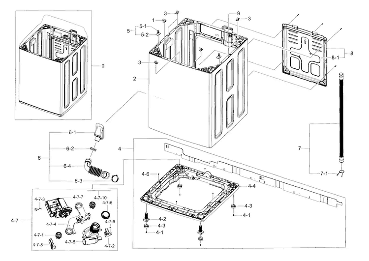 Frame Diagram and Parts List for WA456DRHDWR AA-0003 Samsung Washer