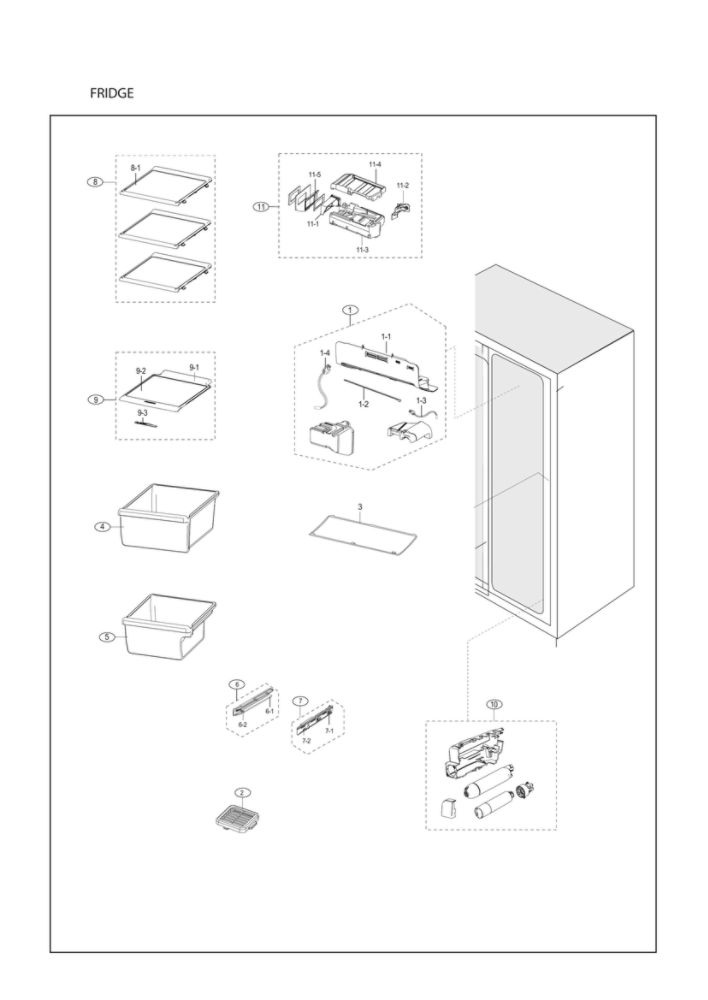 Refrigerator Parts Diagram and Parts List for RS25J500DWW BY-01 Samsung Refrigerator