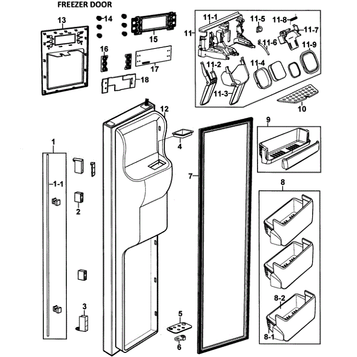 Left Door Diagram and Parts List for RS267LAWP XAA-00 Samsung Refrigerator