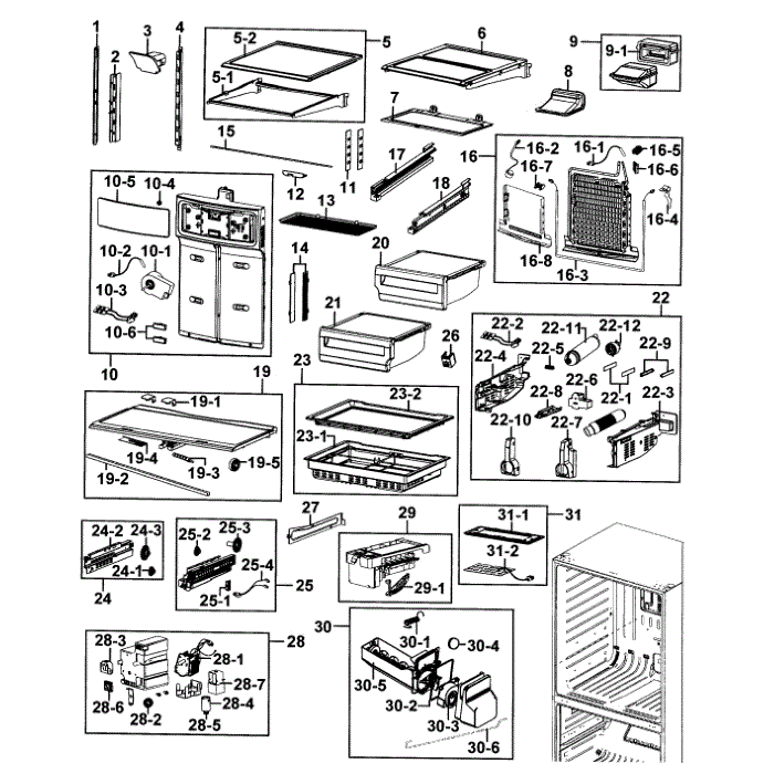 Refrigerator Diagram and Parts List for RF4287HARS XAA-00 Samsung Refrigerator