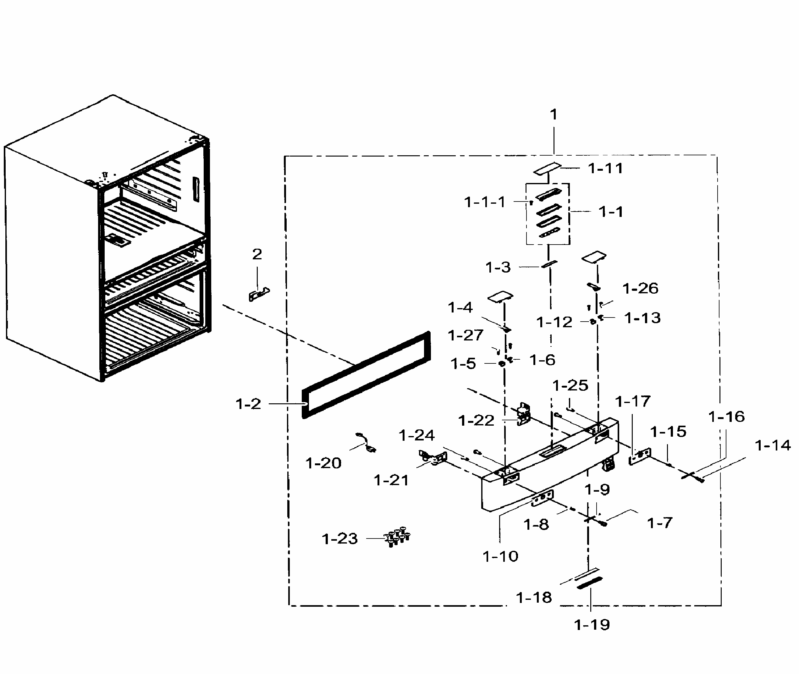 Flexzone Door Diagram and Parts List for RF31FMEDBWW AA-0005 Samsung Refrigerator