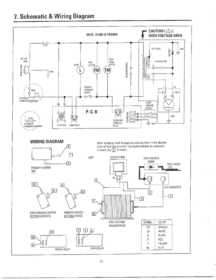Schematic And Wiring Diagram Diagram and Parts List for MW6330T XAA Samsung Microwave