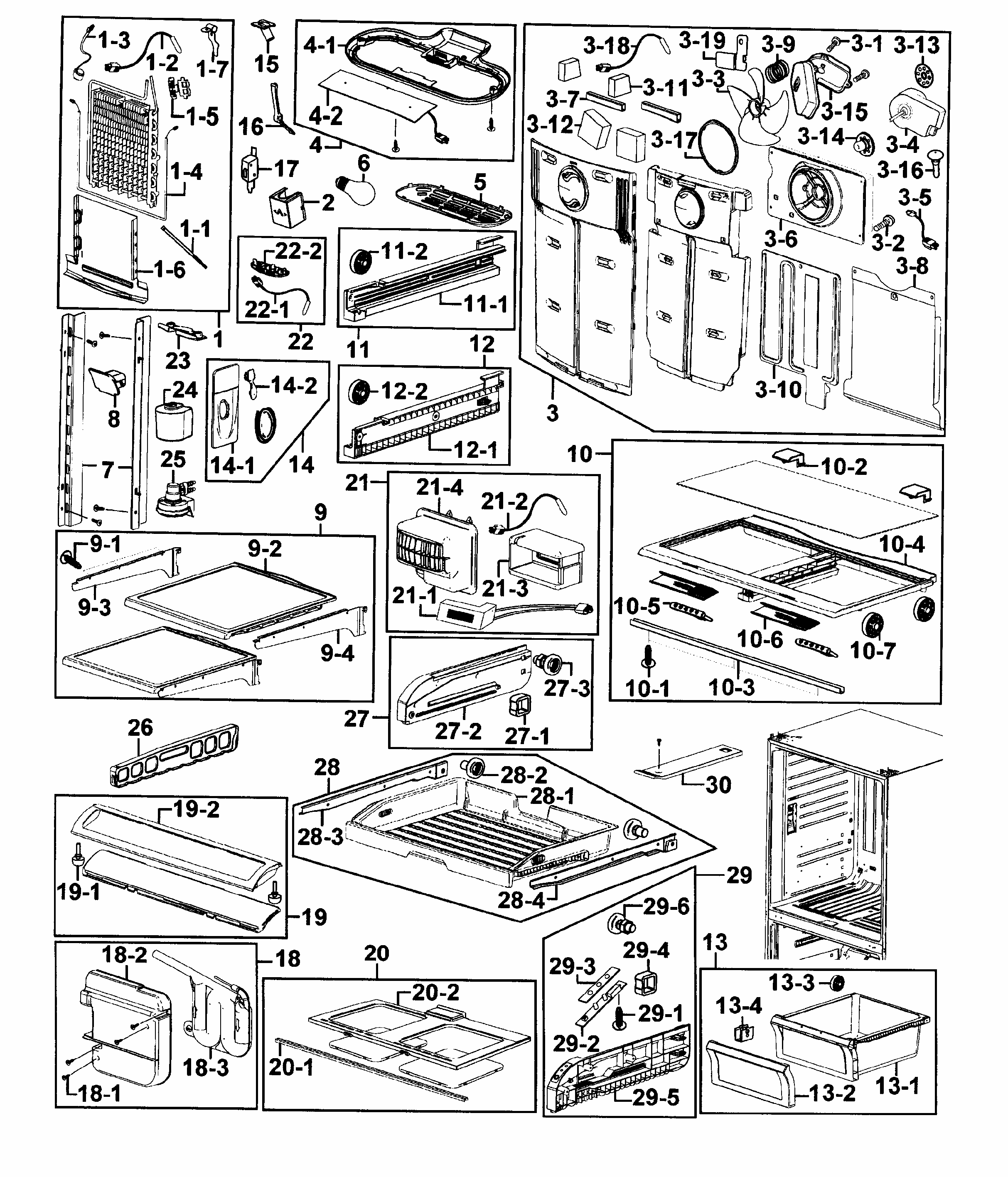 Refrigerator Diagram and Parts List for RF266AZPN XAA-0000 Samsung Refrigerator