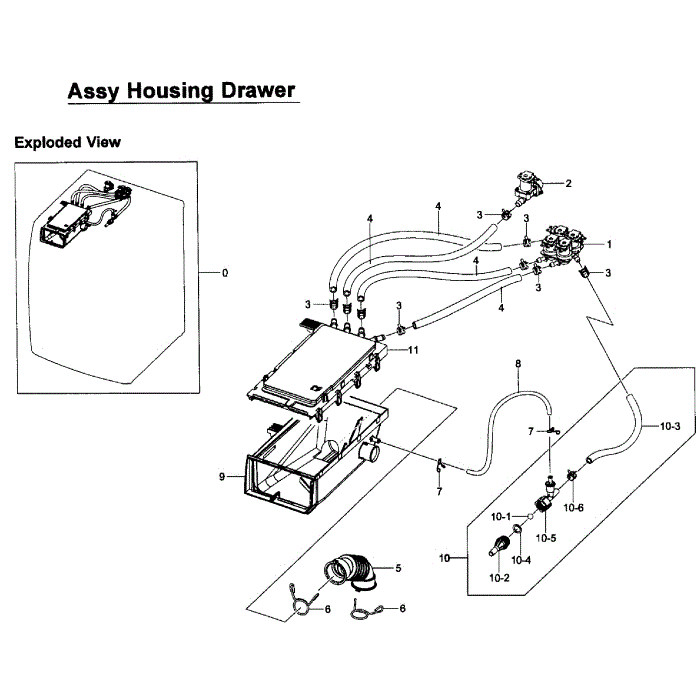 Drawer Housing Diagram and Parts List for WF457ARGSGR AA-01 Samsung Washer