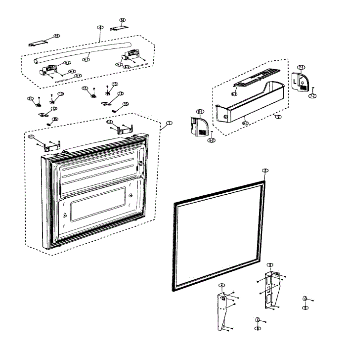 Freeze Door Diagram and Parts List for RF267ADRS XAA-00 Samsung Refrigerator