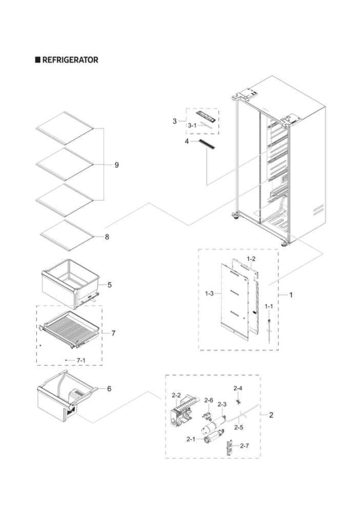 Refrigerator Parts Diagram and Parts List for RS22T5561SG AA-00 Samsung Refrigerator