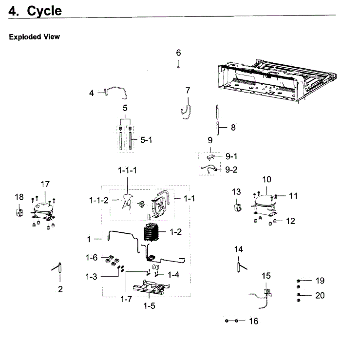 Cycle Diagram and Parts List for RF23J9011SG AA-06 Samsung Refrigerator