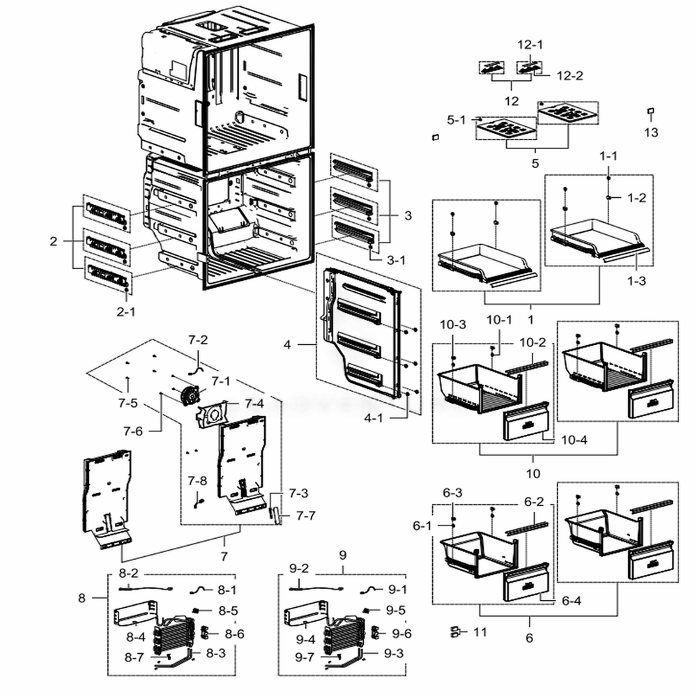 Freezer Diagram and Parts List for RF28K9380SR (AA)(0003) Samsung Refrigerator