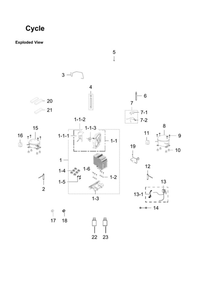 Cycle Parts Diagram and Parts List for RF34H9960S4 AA-07 Samsung Refrigerator