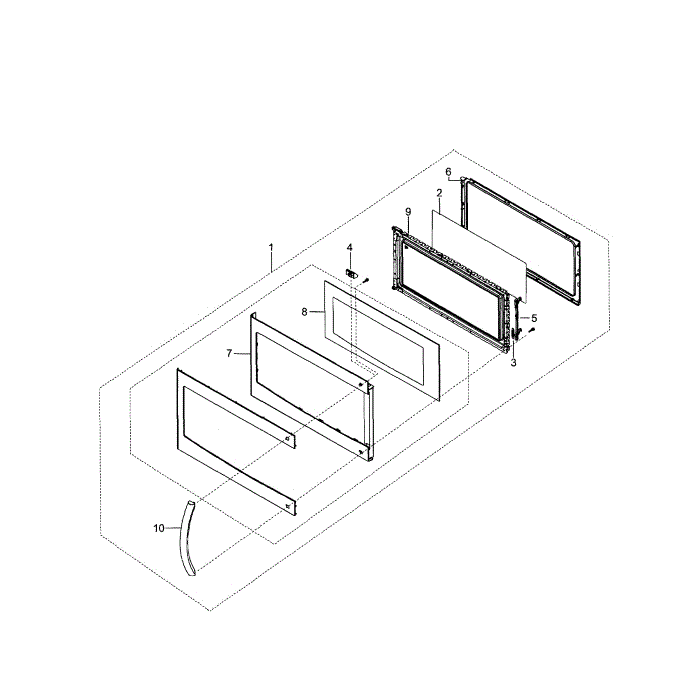 Door Diagram and Parts List for SMH1611W XAA-00 Samsung Microwave Oven Combo