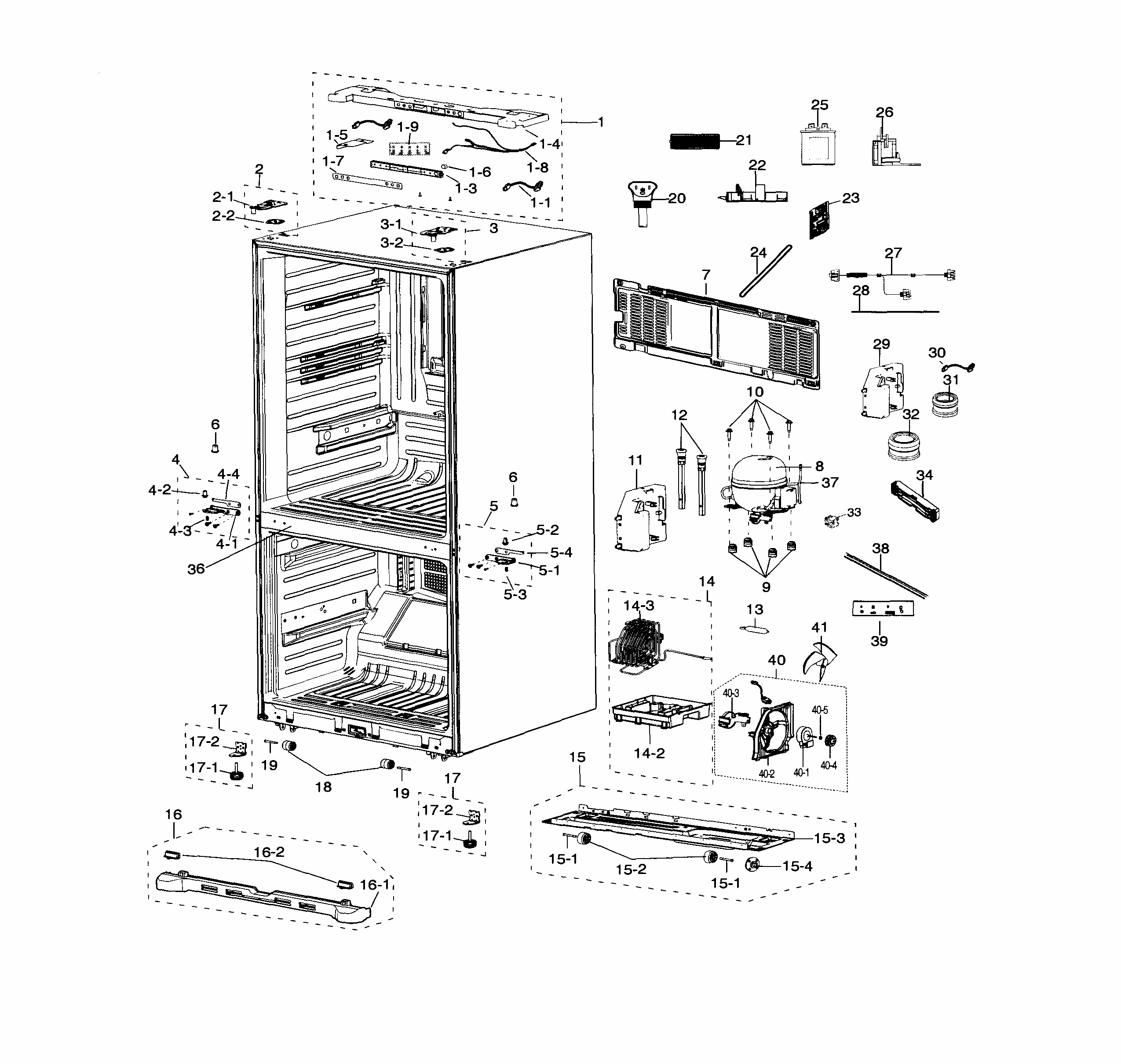 Cabinet Diagram and Parts List for RF20HFENBSR AA-0000 Samsung Refrigerator