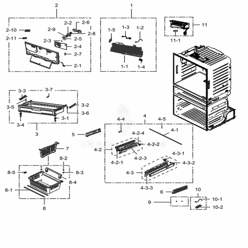 Freezer Diagram and Parts List for RF28HMEDBSR (AA)(0014) Samsung Refrigerator