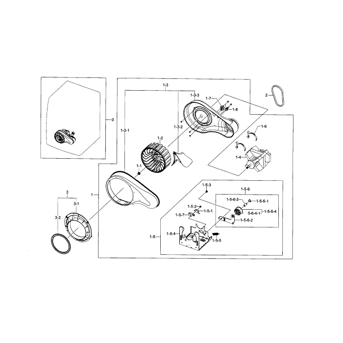 Motor Diagram and Parts List for DV331AGR XAA-03 Samsung Dryer