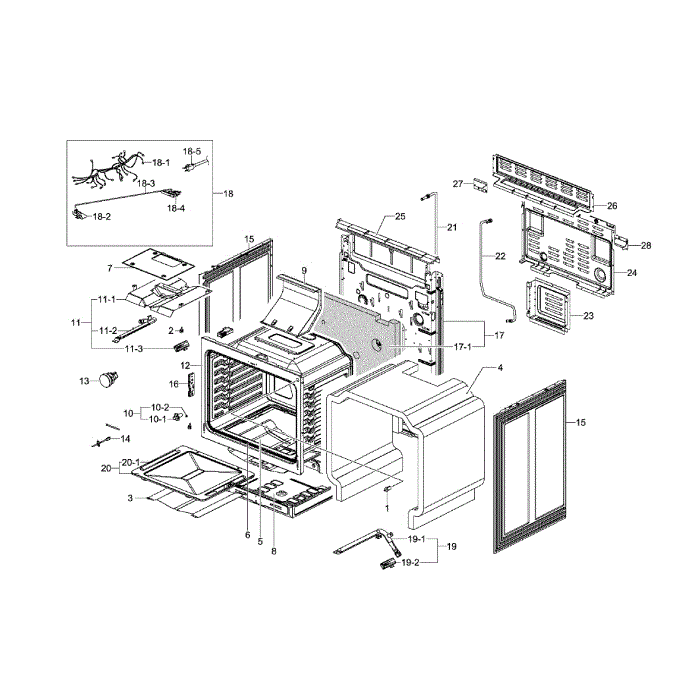 Cavity Diagram and Parts List for NX58F5500SB AA-00 Samsung Range
